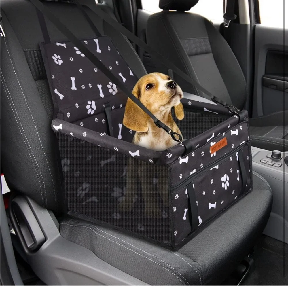 Pet Car Seat with Paw and Bone Print